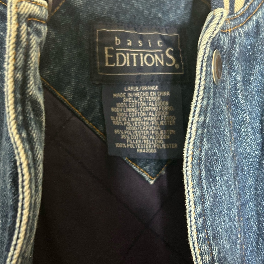 Vintage Basic Editions Size Large Denim Bomber Va… - image 4